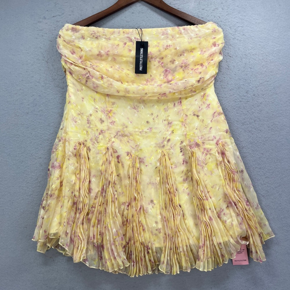 PrettyLittleThing Yellow Floral Mini Dress